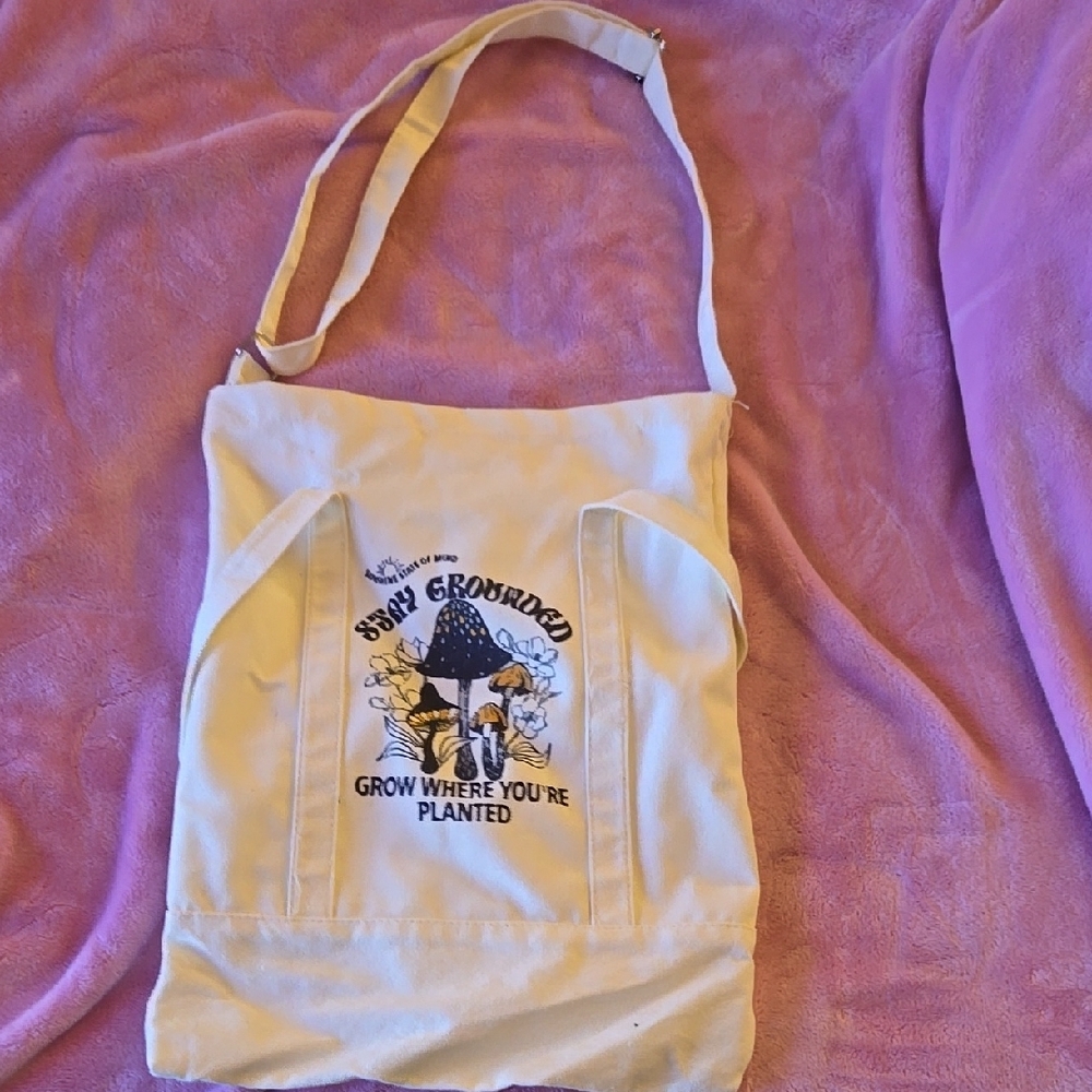 Stay Grounded Cream Tote Bag